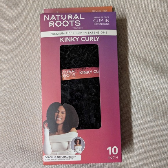 Natural Roots by Curlkalon Other - Natural Roots Hair Extensions Womens 10in Black NWT Kinky Curly Clip-In 9pc Set